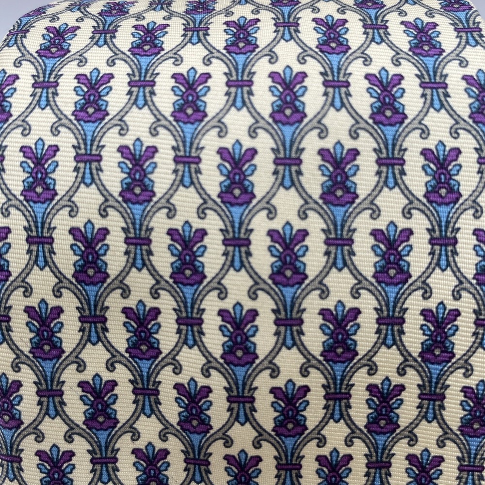Vintage Kenneth Stevens Italian Silk Paisley Necktie Pre-owned Fleu-de-lis Gray